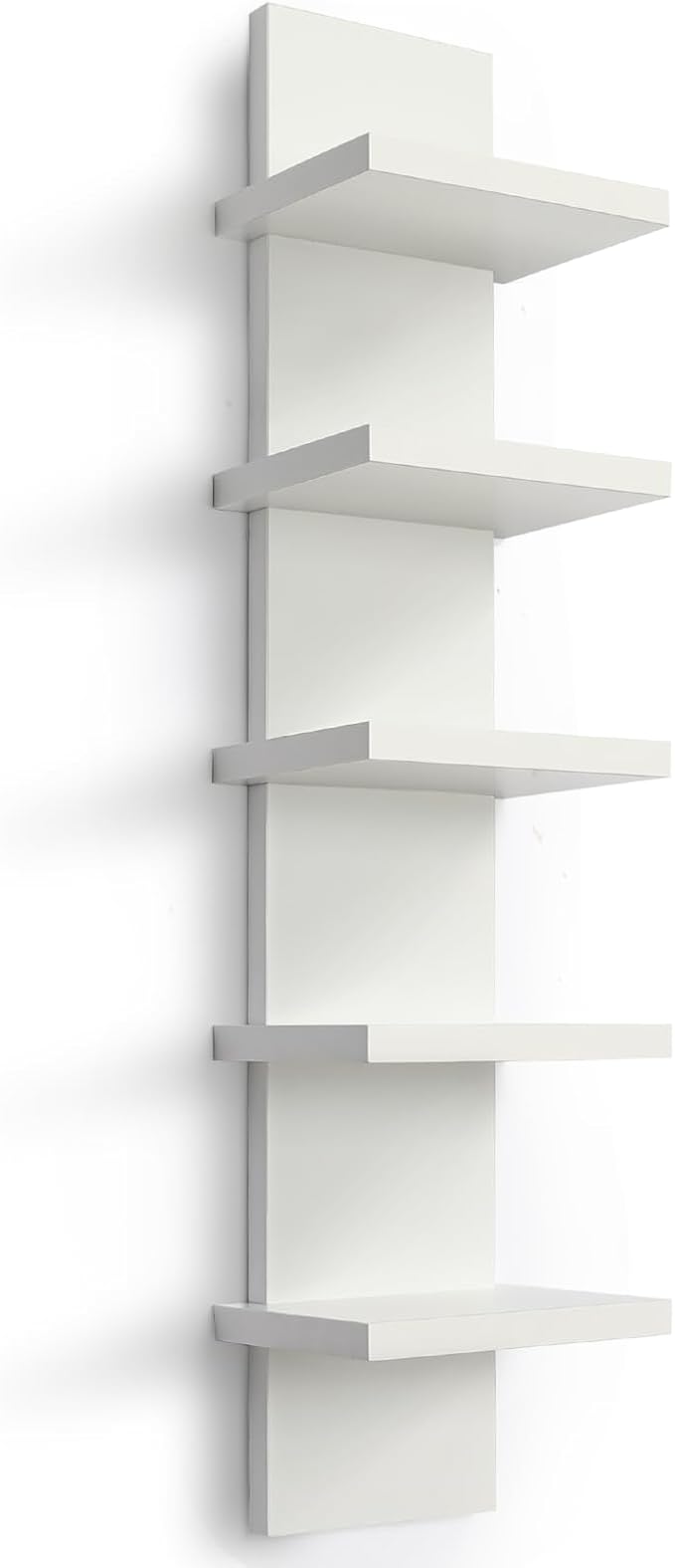 5 Tier Wall Shelf Unit,White Vertical Floating Shelf-Narrow Decorative Wall Mount Modern