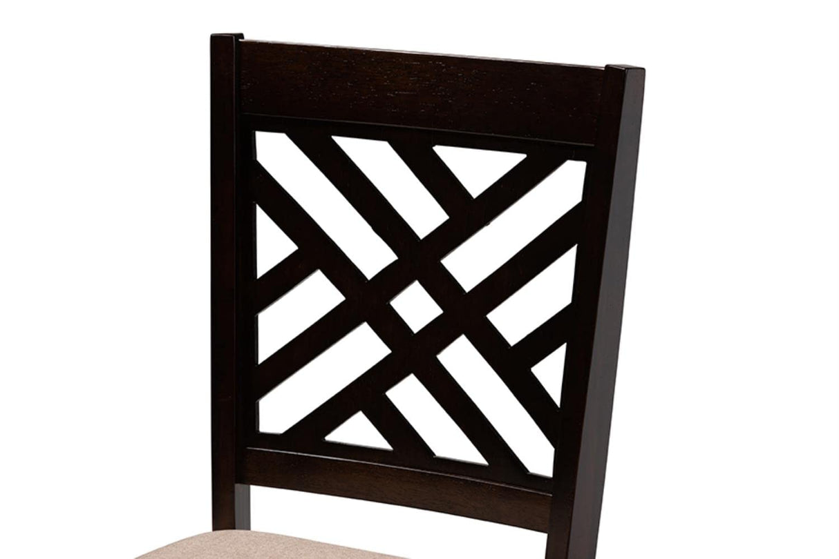 Modern and Contemporary Sand Fabric Upholstered Espresso Brown Finished Wood 5