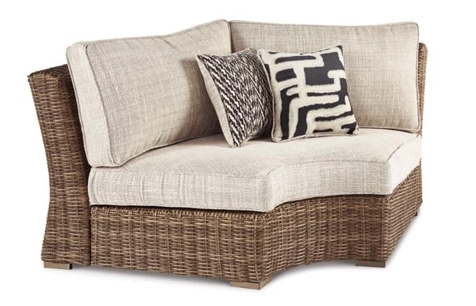 Signature Design by Ashley Beachcroft Outdoor Three Piece Wicker Patio Sectional