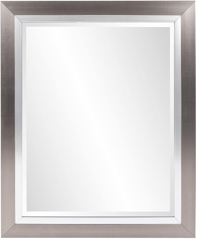 Chicago Tall Rectangular Mirror, Brushed Silver