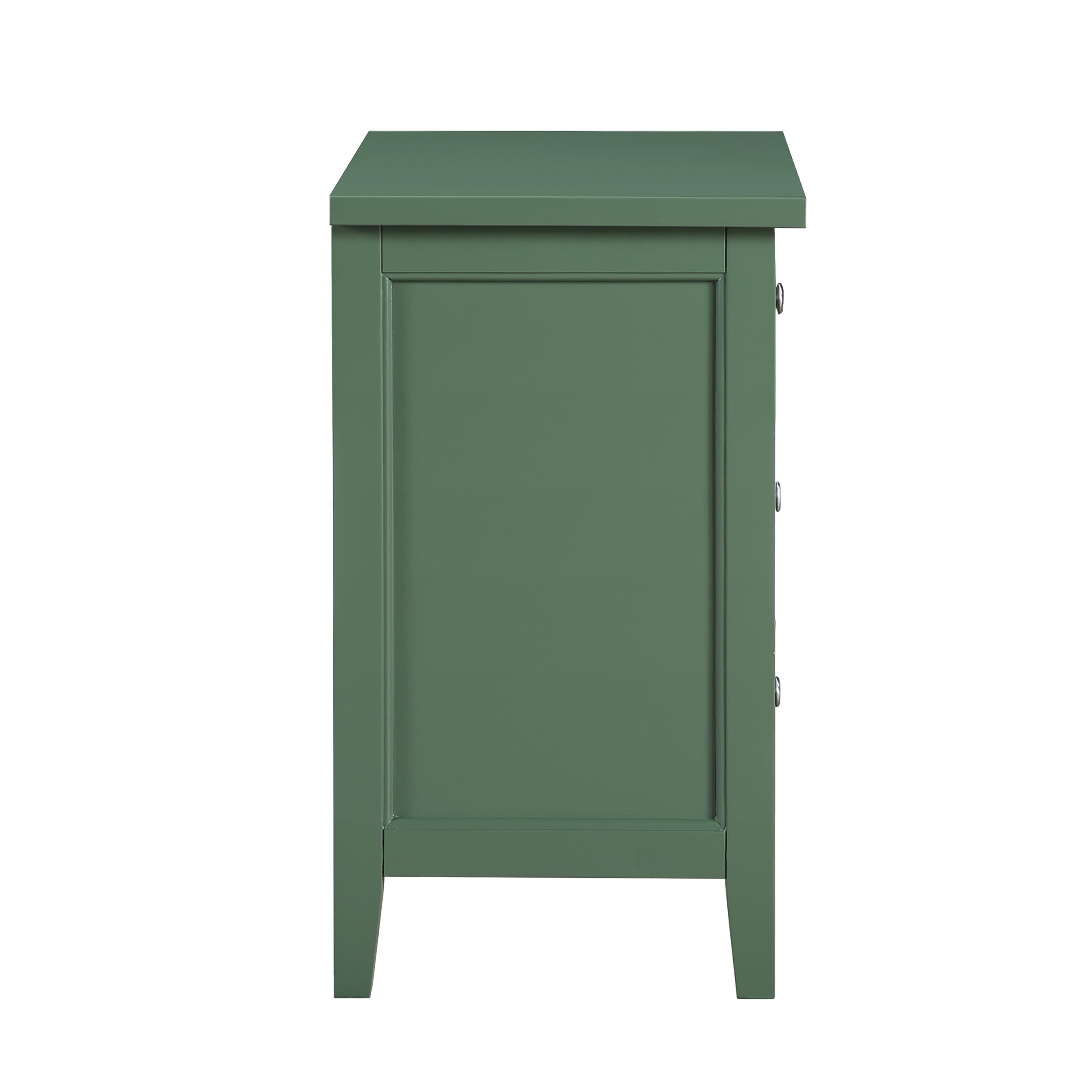 Lennon 3-Drawer Vintage Green Wood Nightstand