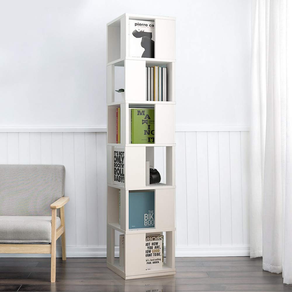 Rotating Bookshelf, Floor Rack Simple Bookcase Student Multi-Function Creative Bookshelf for Living Room