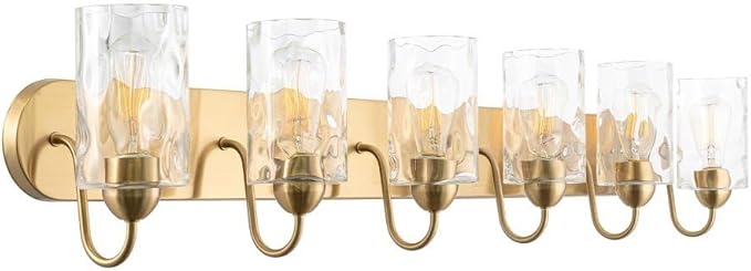 Armada II 48" 6-Light Modern Over Mirror Vanity/Bathroom Light, Hammered Glass Shades