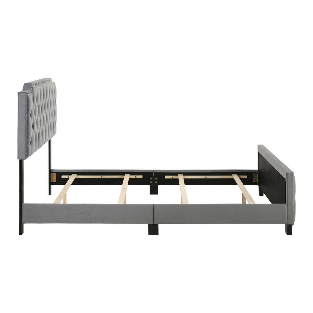 Agapi Queen Size Bed, Button Tufted, Nailhead Trim