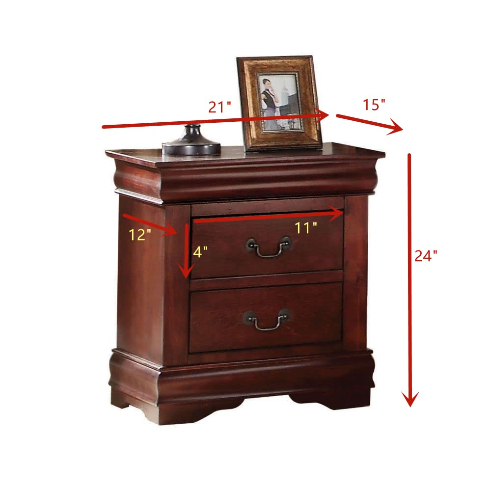 Bedroom Nightstands - Wooden Night Stands with 2 Drawers for Home Bedside End Table