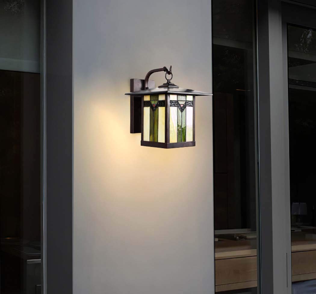 Tiffany Style Outdoor Wall Lights Stained Glass Corridor Wall Lamp Vintage Outdoor
