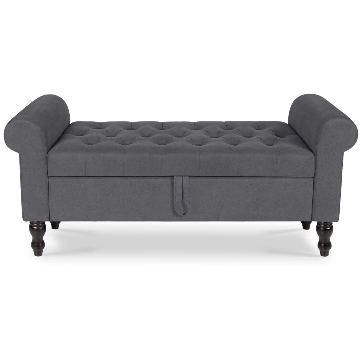 Storage Bench with Upholstered Rolled Arm Ottoman Bench