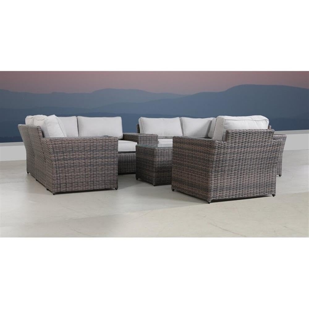 11-Piece Sectional Set w/Cushion in Brown/Gray