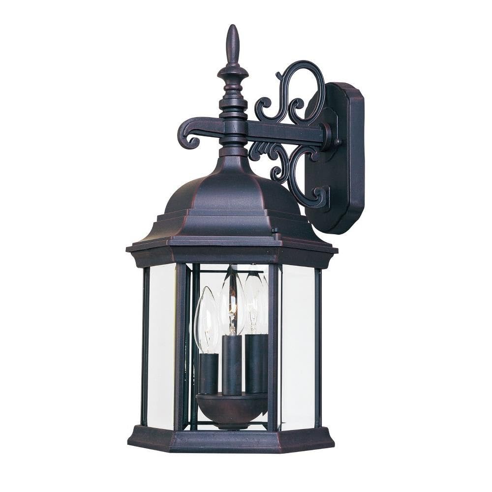 Cast-3 Light Outdoor Wall Lantern in Early American Style-9.5 Inches Wide by 25 inches
