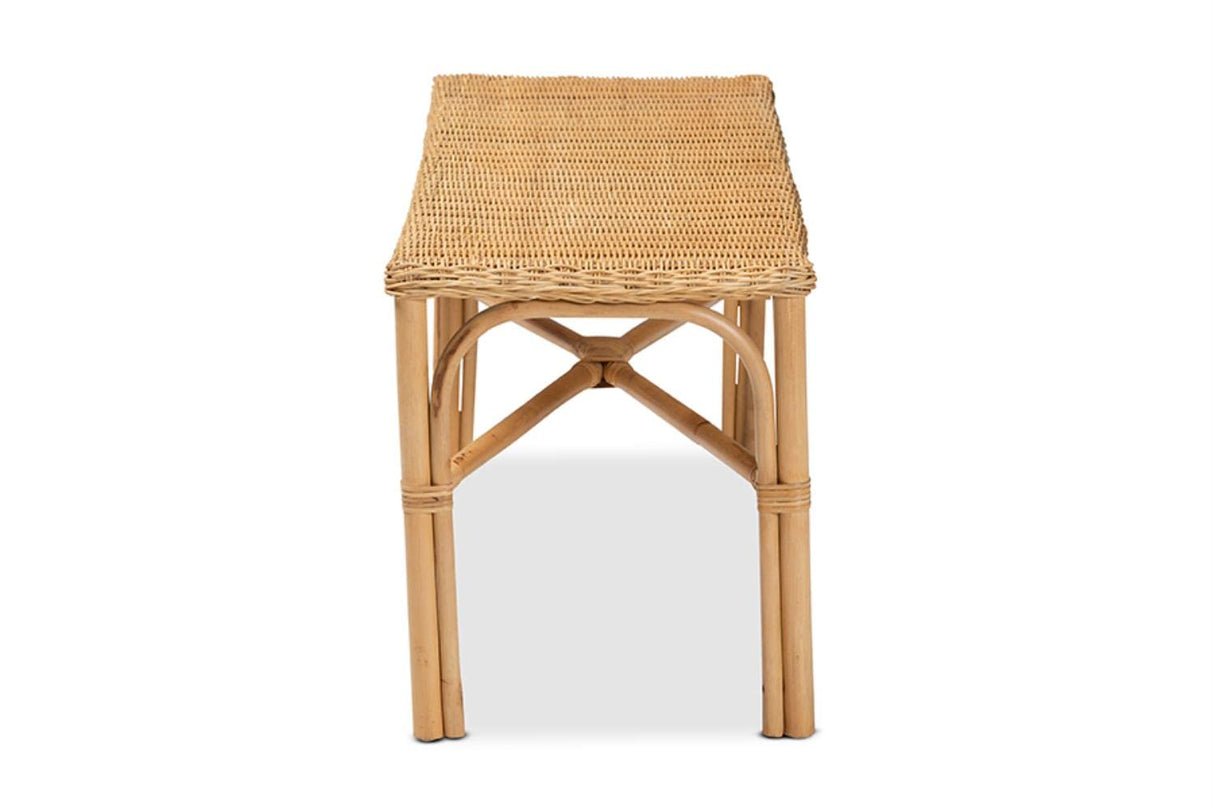 Cacaban Modern Bohemian Natural Brown Rattan Accent Bench
