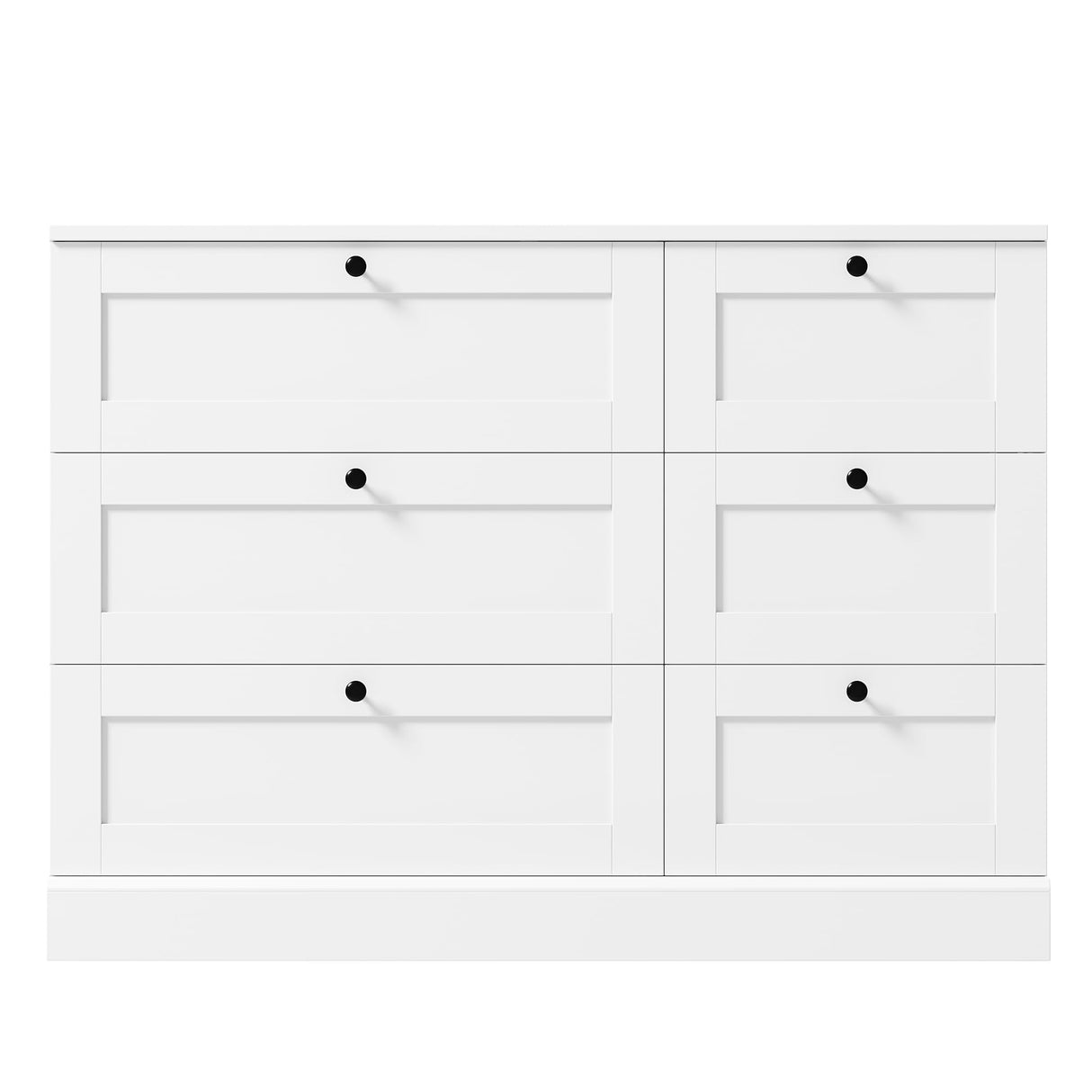 HOSTACK 6 Drawer Dresser, White Dresser for Bedroom, Wood Chest of Drawers, Wide Double Dresser, Modern Drawer Chest for Living Room, Entryway, Hallway, White