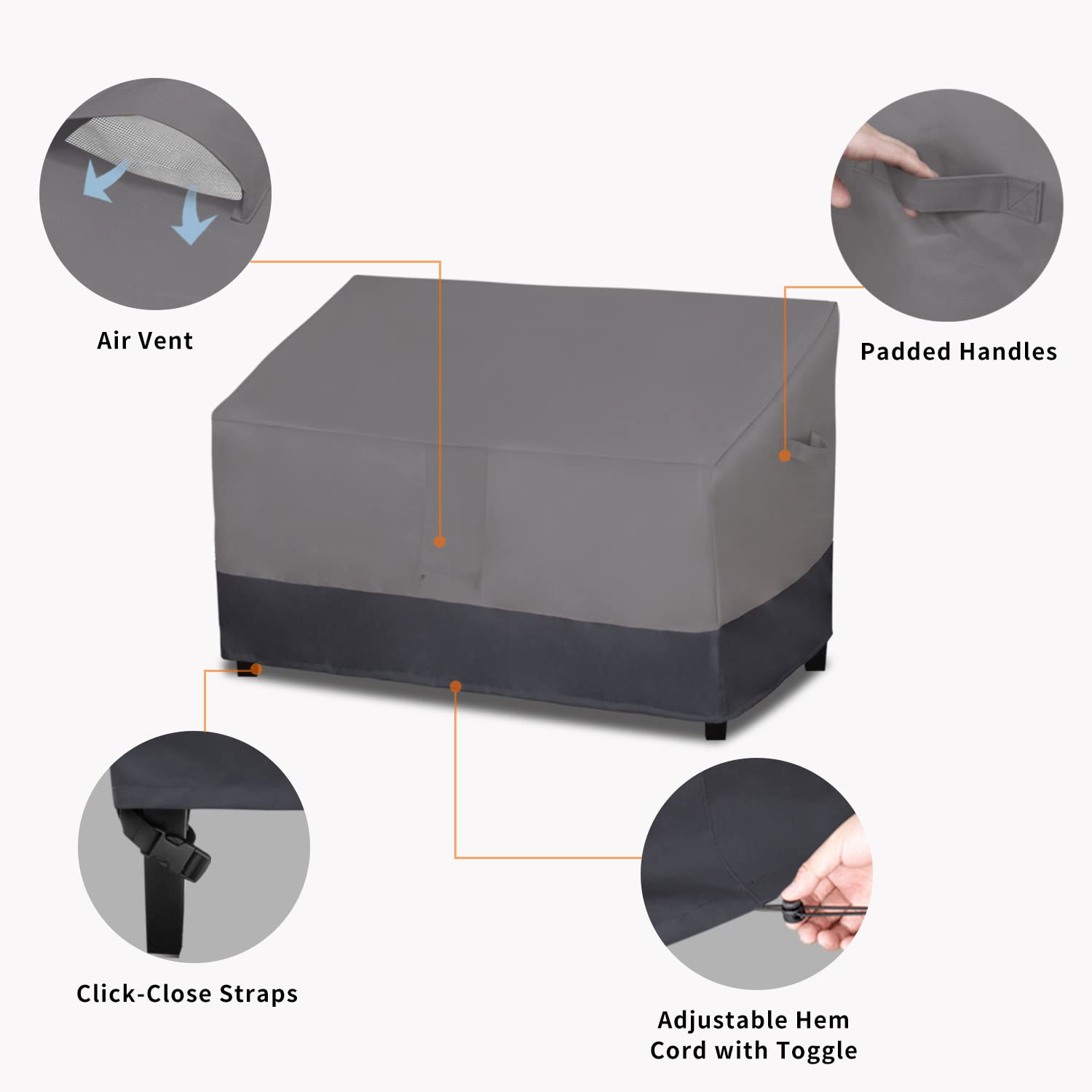 Waterproof Outdoor Sofa Cover, Heavy Duty 2 Seater Outdoor Loveseat Cover