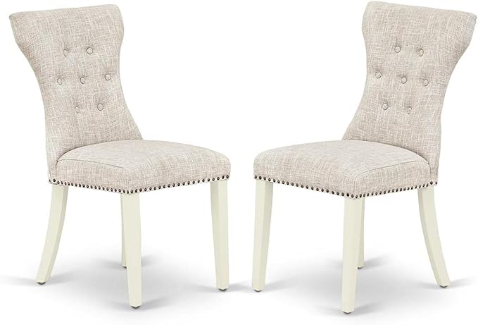 Gallatin Button Tufted Parson Dining Chairs Set of 2 - Nailhead Trim Linen Fabric