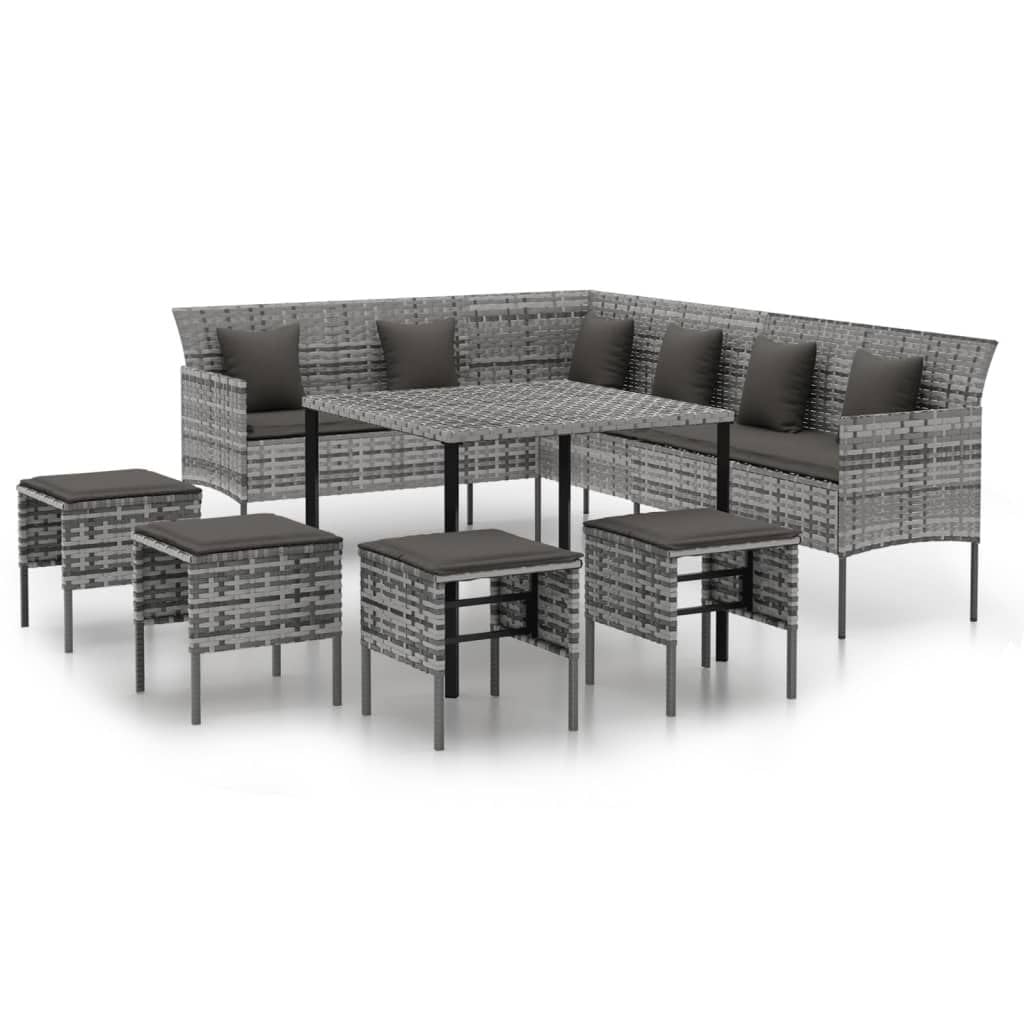 6 Piece Outdoor Dining Set with Cushions, Weather Resistant PE Rattan, Modern Design