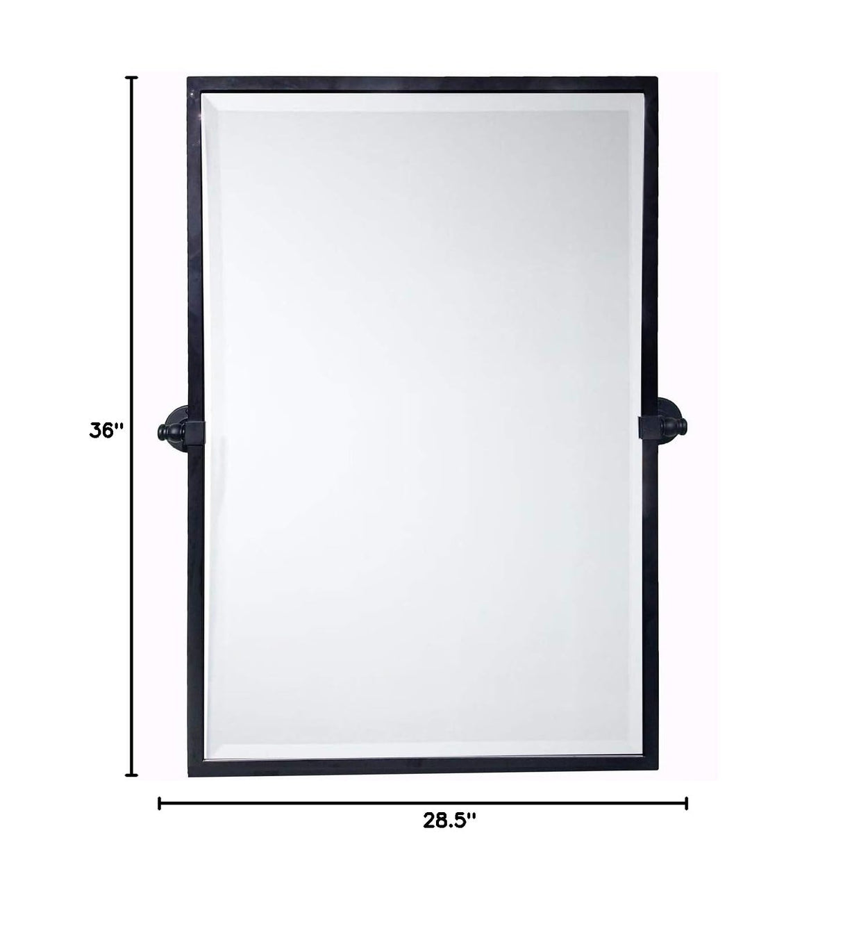 ' Black Metal Framed Pivot Rectangle Bathroom Mirror Tilting Beveled Vanity