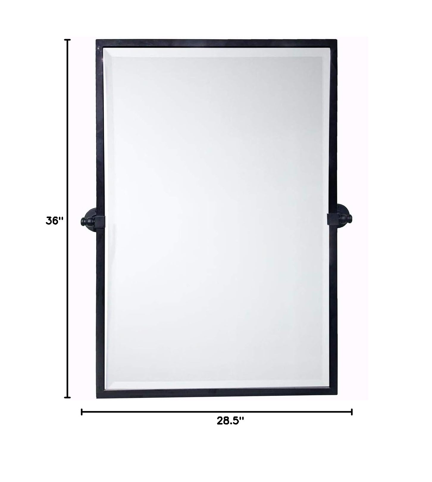 ' Black Metal Framed Pivot Rectangle Bathroom Mirror Tilting Beveled Vanity