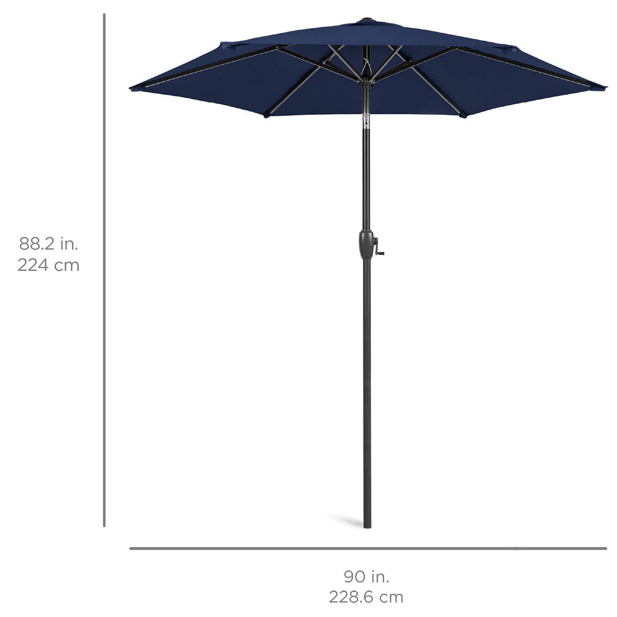 7.5ft Heavy-Duty Round Outdoor Market Table Patio Umbrella w/Steel Pole, Push Button Tilt