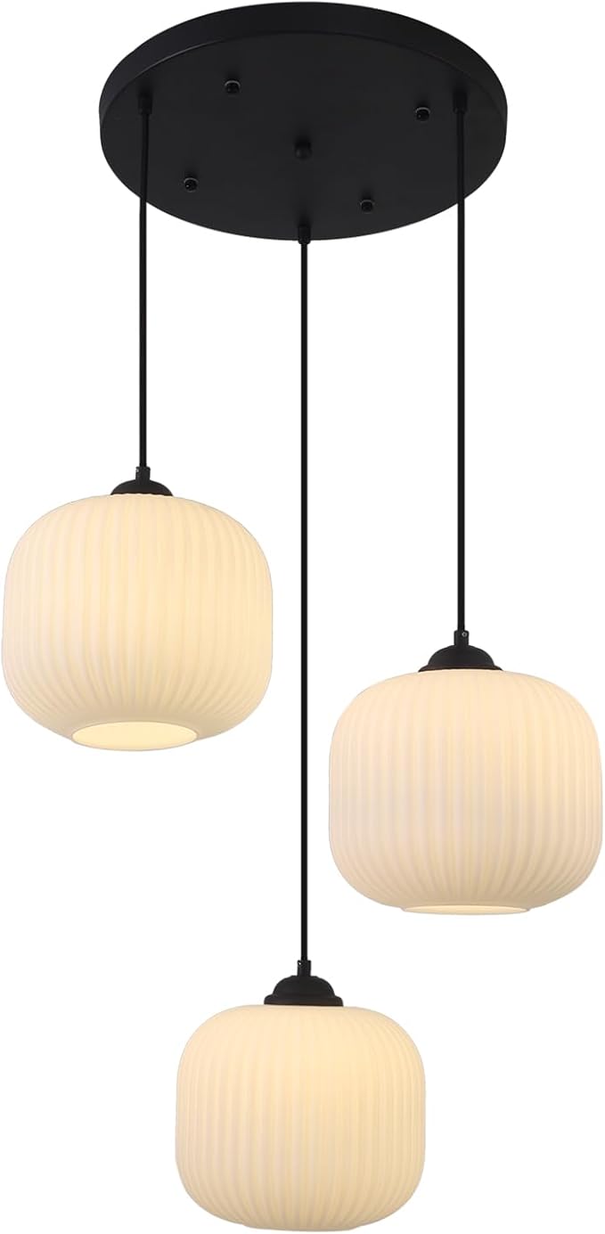 Lighting 3 Light Cluster Pendant Light Fixture Milk Glass Chandelier