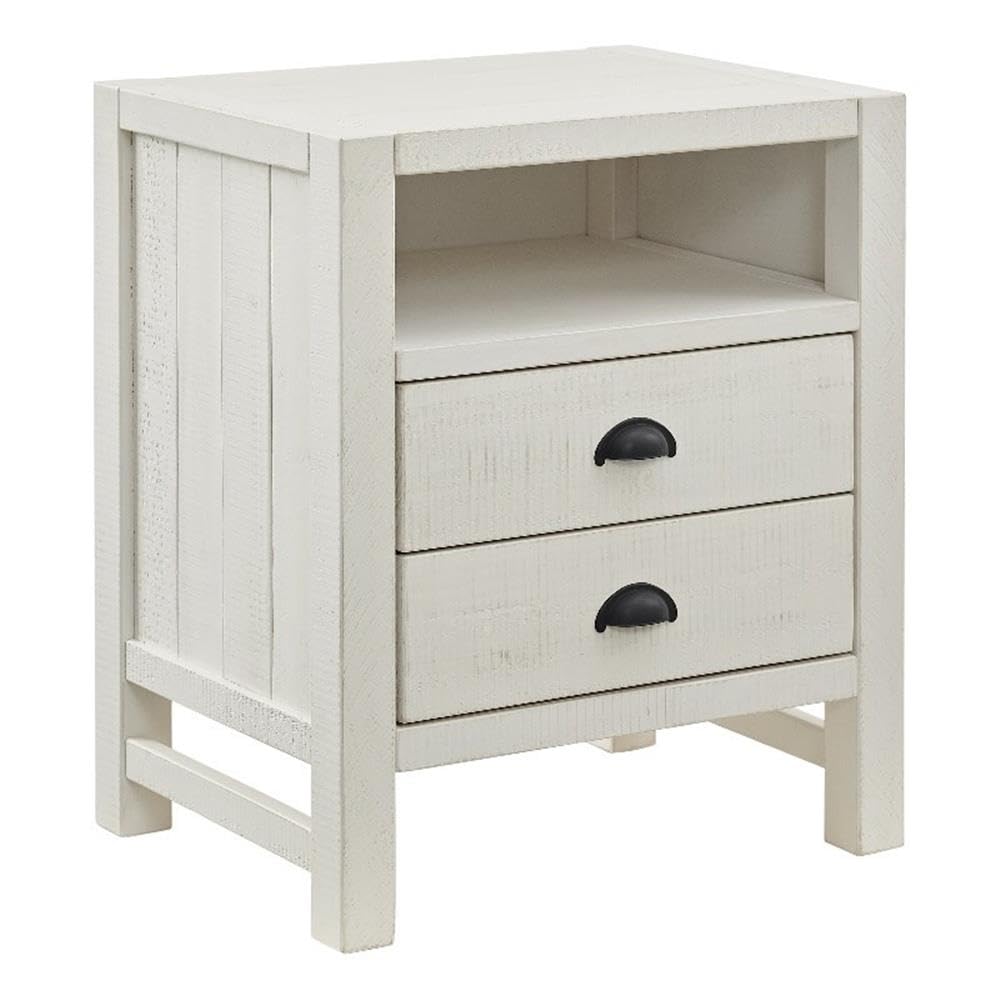 2-Drawer Nightstand, Solid Pine Wood