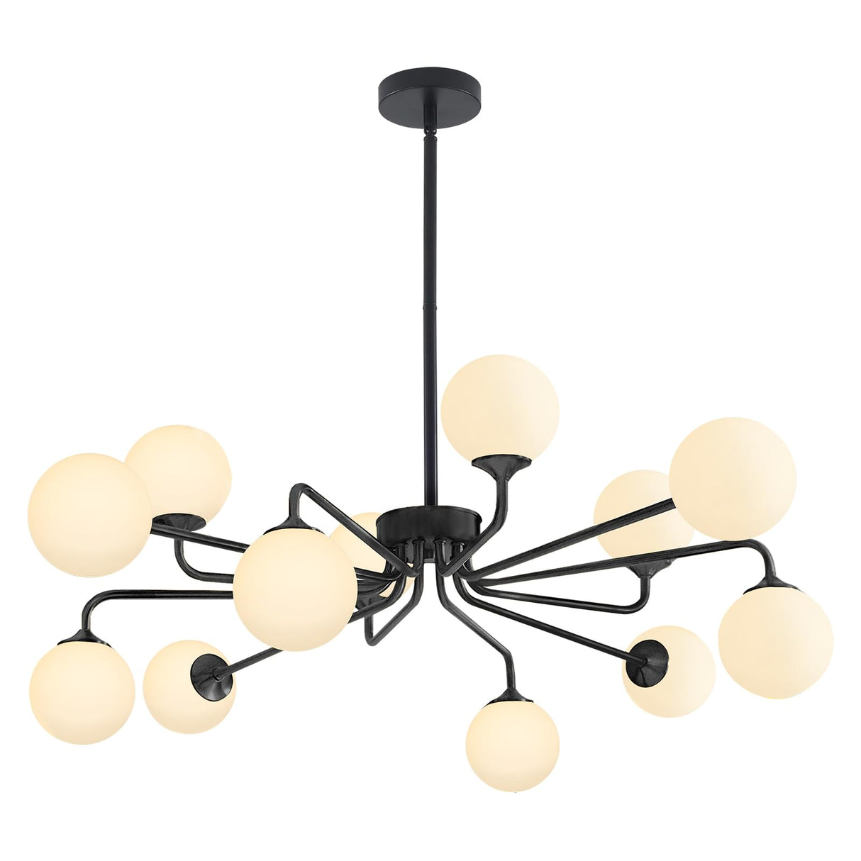 Lighting Black Sputnik Ceiling Light Fixture Modern Glass Ball Chandelier Globe Pendant Light 12-Light