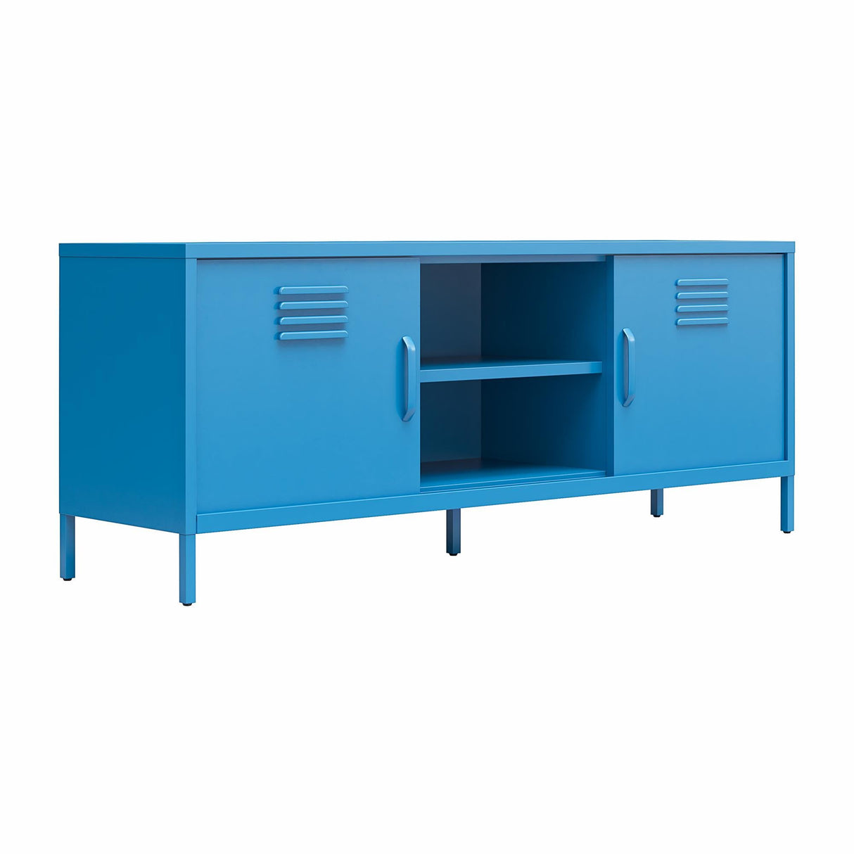 Cache Metal Locker-Style TV Stand for TVs up to 65", Bright Blue