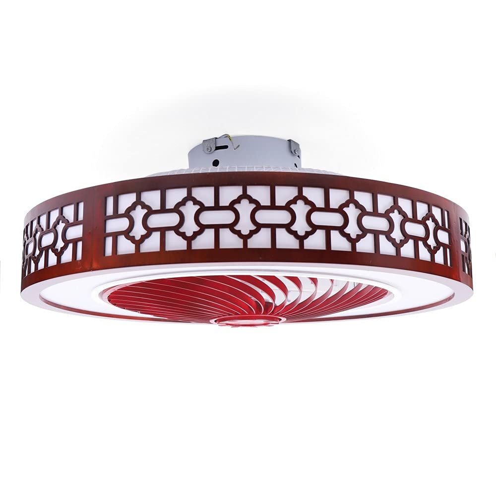 YIYIBYUS 22 Inch Ceiling Fan Lights with Controller Control,Chinese Style Invisible Circle Semi Flush Mount Chandelier Fan for Indoor Kitchen Bathroom Dining Room Garage Hallway Sunroom,Art Dcoration