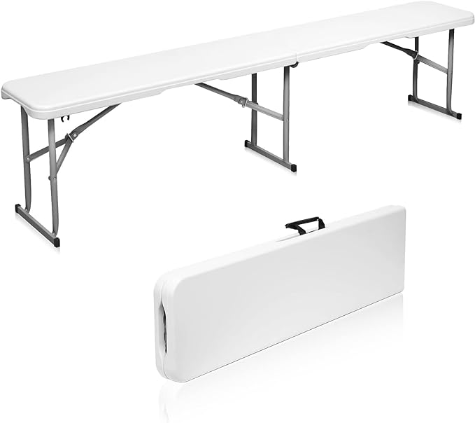 Folding Bench 6 Foot, Plastic Folding Bench Seat Portable Foldable Bench