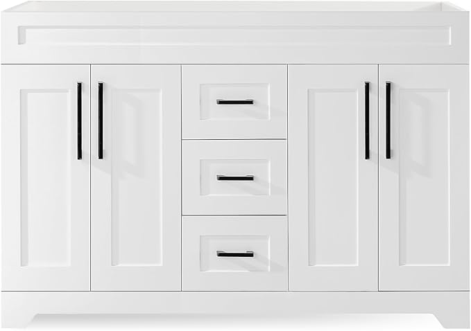 48" Luxurious Bathroom Vanity with White Stone Countertop and Rectangle Sink