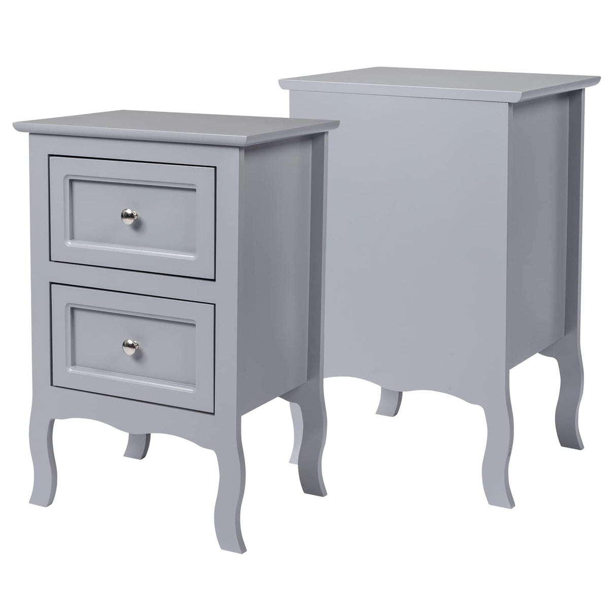 Gray Nightstand Set of 2, Nightstands with 2 Drawers, Bed Side Table/Night Stand