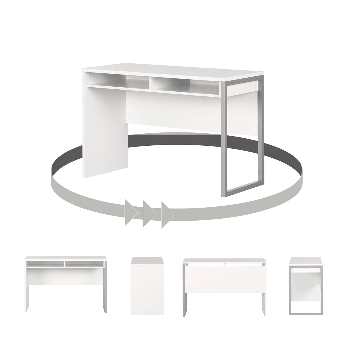 Sleek Metal Finish – Open Storage for Laptop and Tablet – Pure White - by South Shore