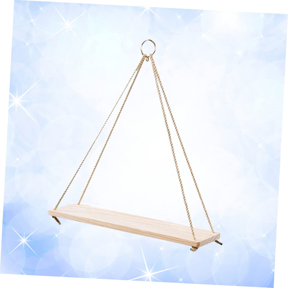 Hanging Flower Pot Storage Rack Wooden Sling Shelf Ropes for Home Wall Decor