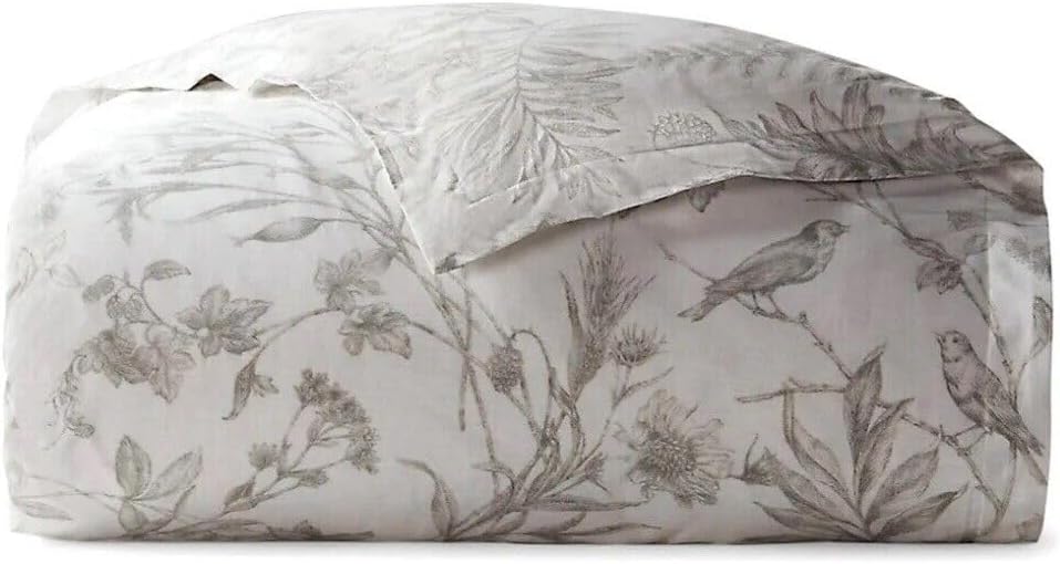 Genevieve Grey on White Floral Birds Butterfly Full Queen Comforter Only