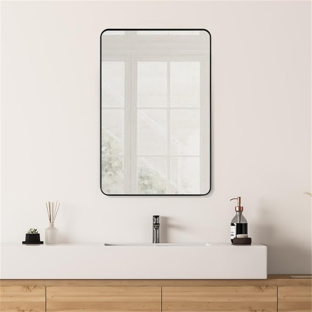 Nettuno 24" Bathroom/Vanity Matte Black Aluminum Framed Wall Mirror