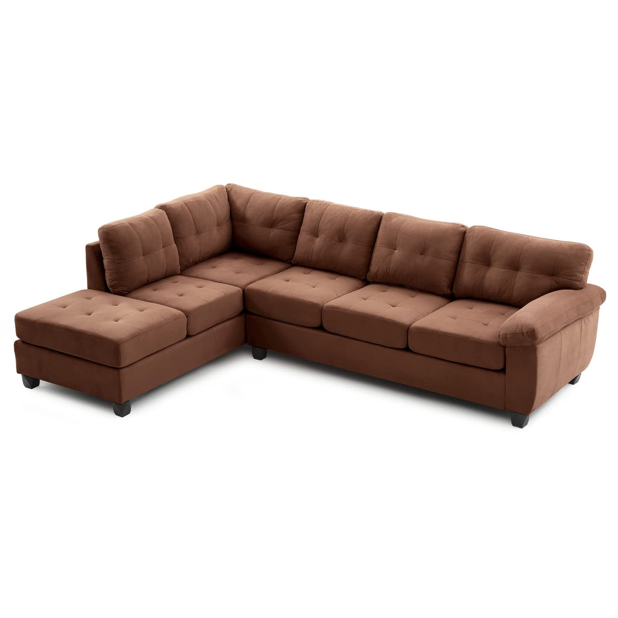 Handmade Home L-Shaped Microsuede Fabric Button Tufted Contemporary Living Room