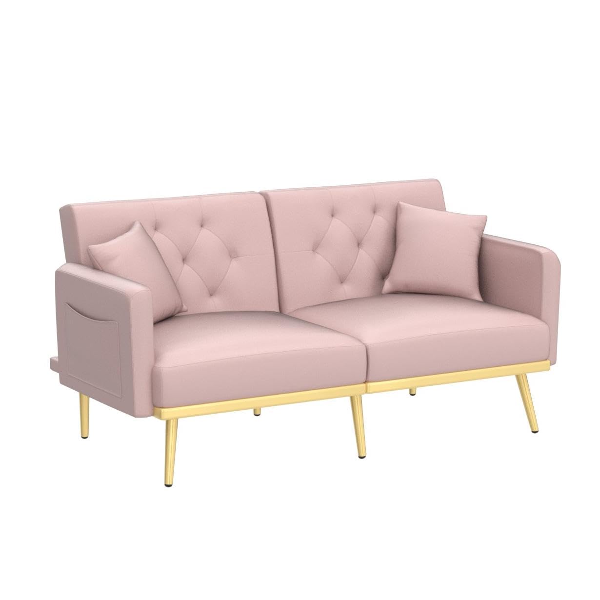 Convertible Futon Sofa Bed, 59-inch Modern Velvet Sleeper Sofa Small Loveseat