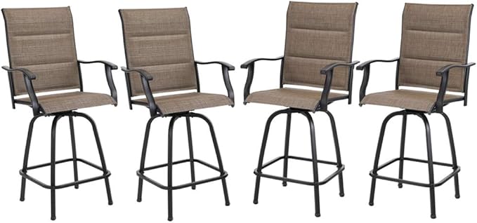 Outdoor Patio Swivel Bar Set of 3, Jacquard Lake Blue Textilene Furniture Bistro Set