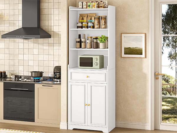 Bookshelves and Bookcase with Doors and Drawer, Shelves, 73 in Tall Bookshelf