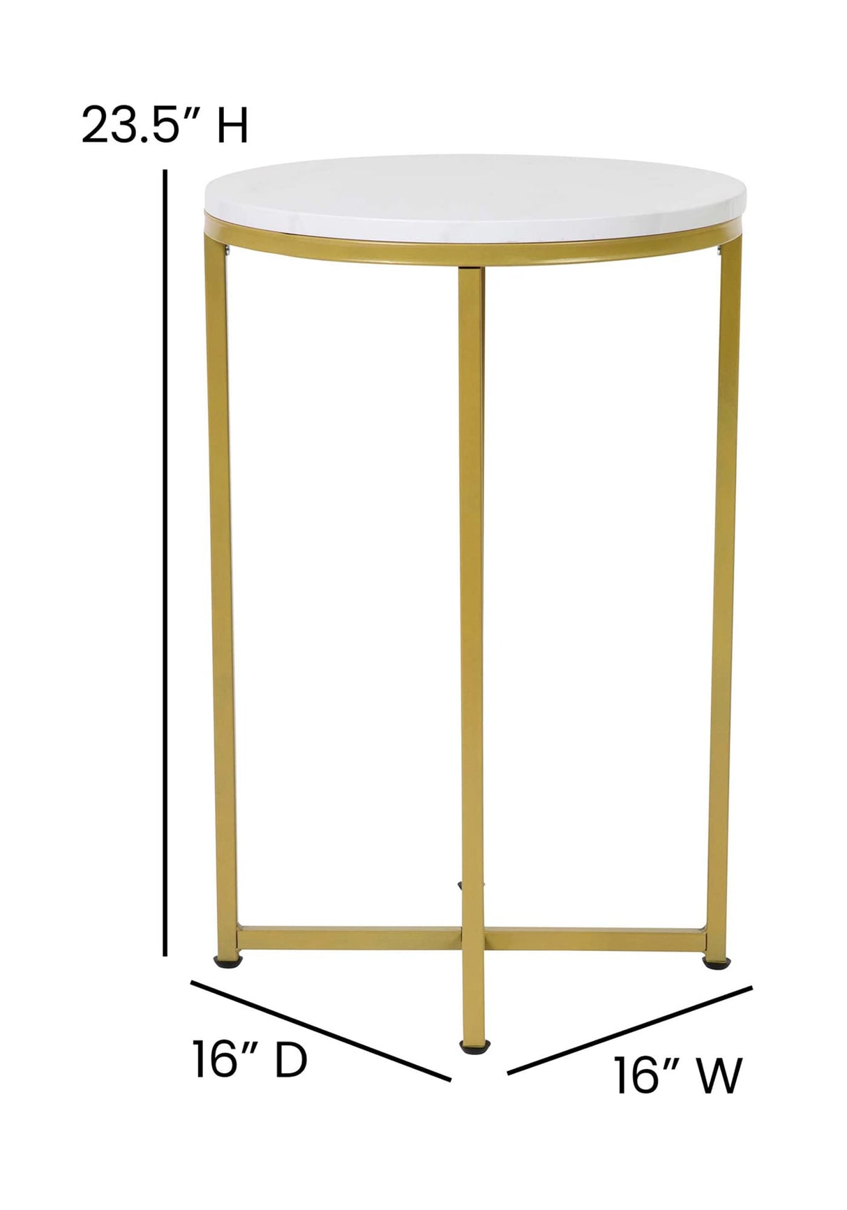 Hampstead Collection End Table - Modern White Marble Finish End Table