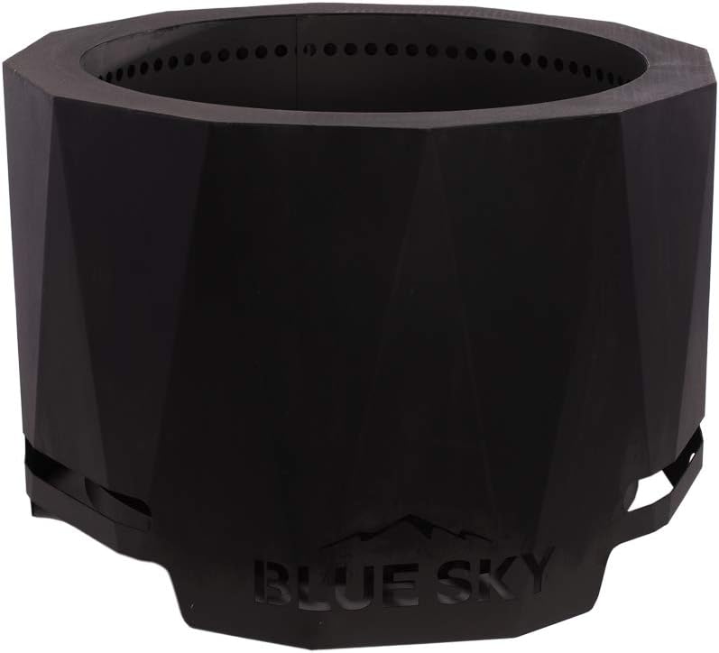 24” Steel Peak Patio Smokeless Fire Pit with Spark Screen Kit, Firewood