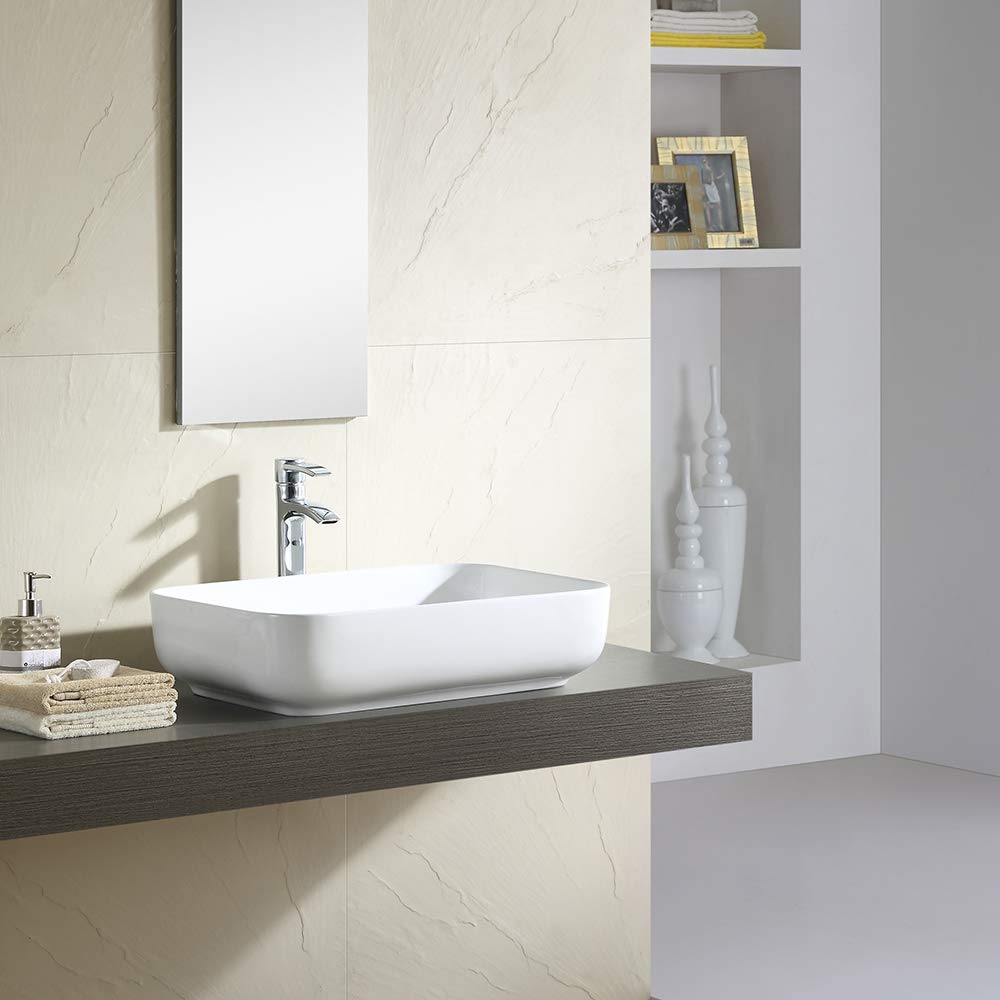 Rectangular Thin Edge Vessel Sink Vitreous China W/O Overflow