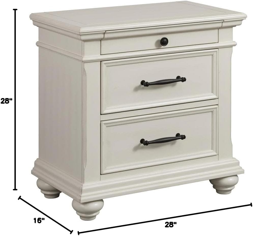 Furnishings Brooks 3-Drawer Nightstand with USB Ports