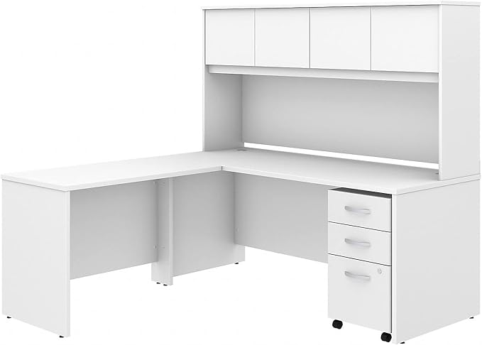 Studio C L Shaped Desk with Hutch, Mobile File Cabinet and Return, 72W x 30D