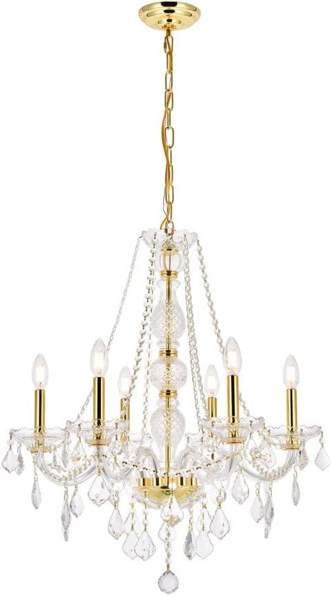 7856D24G/EC Cut Clear Crystal Verona 6-Light, Single-Tier Crystal Chandelier