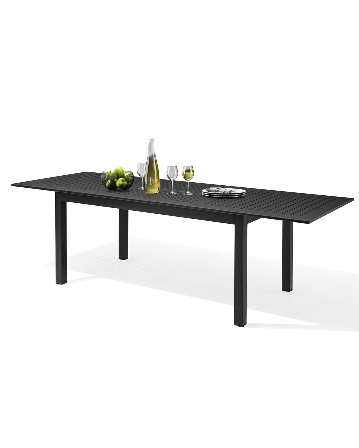 Patio Expandable Dining Table, Aluminum Outdoor Rectangular Table for 6 to 8