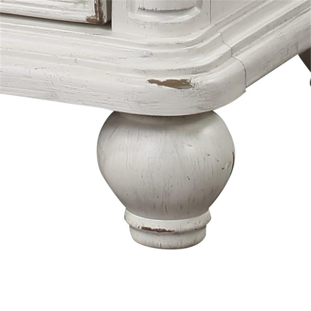 Jaqueline 3-Drawer Wooden Nightstand in Light Gray and Antique White