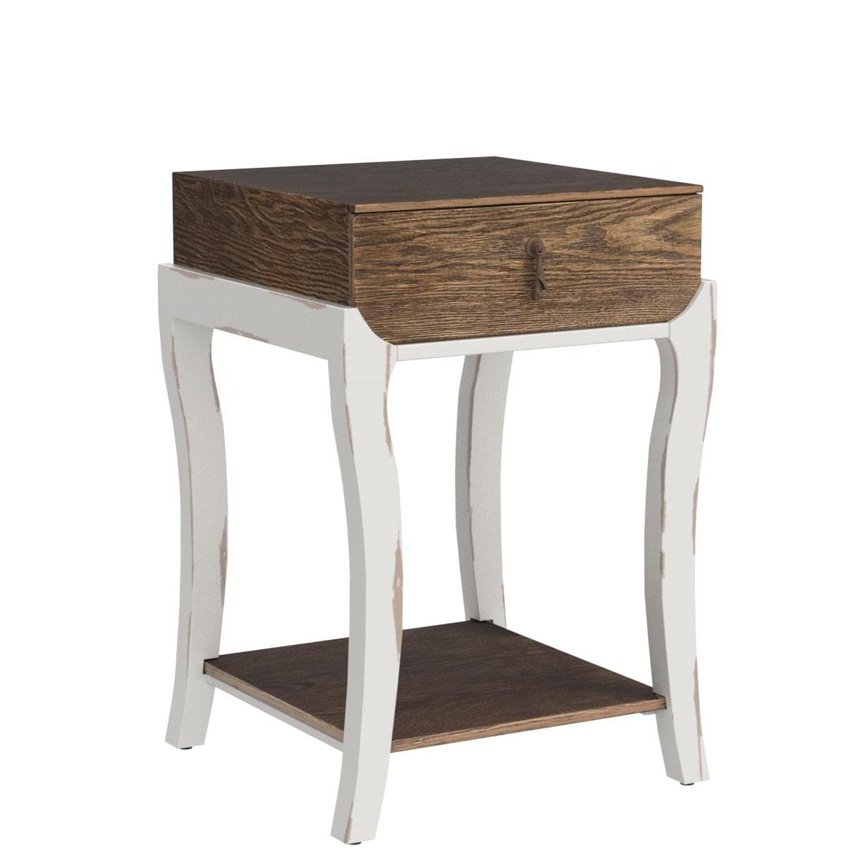 Rustic Nightstand, 2-Tier Farmhouse Bedside Table