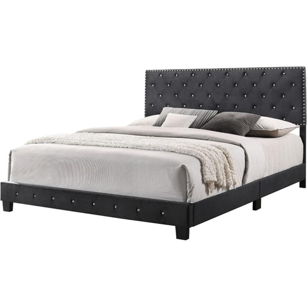Suffolk Velvet Upholstered King Bed in Black