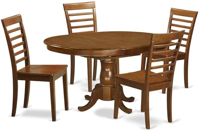 Furniture POML7-SBR-C 7 Piece Kitchen Table & Chairs Set Consist of an Oval Dining