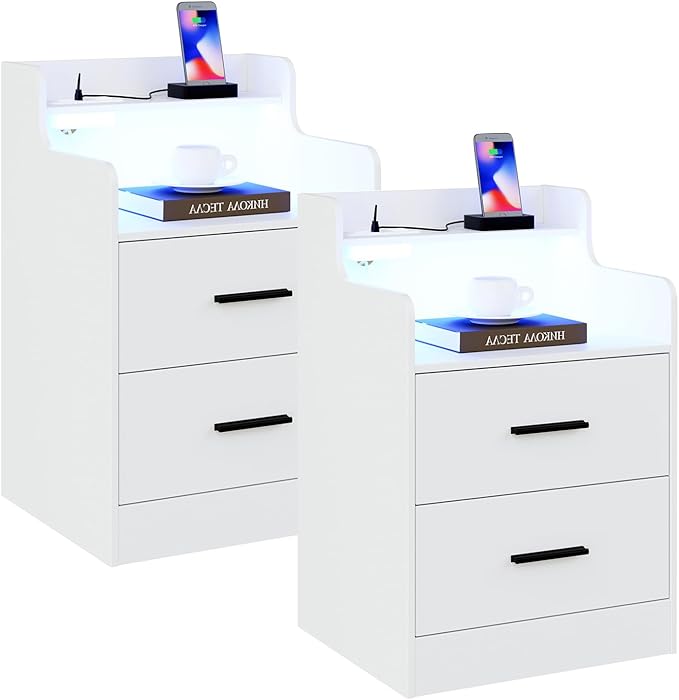 2 Fabric Drawers Small Night Stand