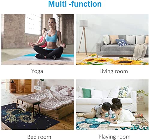 Beautiful Colorful Flowers Rugs Large for Living Room Modern Artistic Floral Print Area Rug Under Sofa